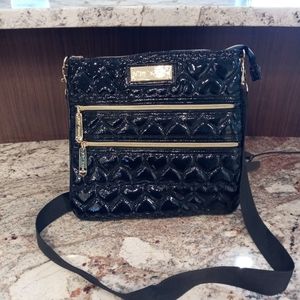 BETSY JOHNSON quilted heart patent leather crossbody